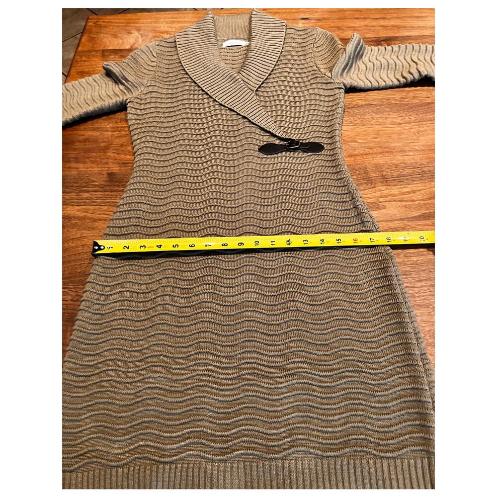 Calvin‎ Klein Medium Women's Dress Sheath 3/4 Sleeve Knee Sweater Taupe Tunic